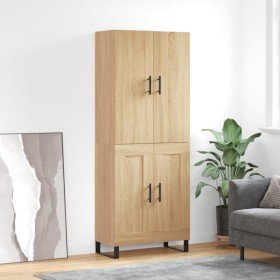 Aparador alto madera contrachapada color roble 69,5x34x180 cm