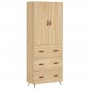 Aparador alto madera contrachapada color roble 69,5x34x180 cm