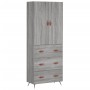 Aparador alto madera contrachapada gris sonoma 69,5x34x180 cm