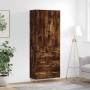 Aparador alto madera contrachapada roble ahumado 69,5x34x180 cm