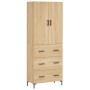 Aparador alto madera contrachapada color roble 69,5x34x180 cm