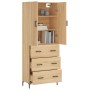 Aparador alto madera contrachapada color roble 69,5x34x180 cm