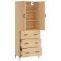 Aparador alto madera contrachapada color roble 69,5x34x180 cm