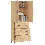 Aparador alto madera contrachapada color roble 69,5x34x180 cm