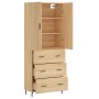 Aparador alto madera contrachapada color roble 69,5x34x180 cm