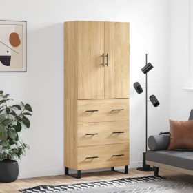 Aparador alto madera contrachapada color roble 69,5x34x180 cm