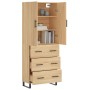 Aparador alto madera contrachapada color roble 69,5x34x180 cm