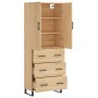 Aparador alto madera contrachapada color roble 69,5x34x180 cm