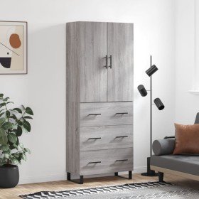 Aparador alto madera contrachapada gris sonoma 69,5x34x180 cm