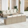 Conjunto de sofá de jardín con cojín 9 pcs Beige Poliratán