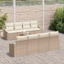 Conjunto de sofá de jardín con cojín 9 pcs Beige Poliratán