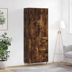 Aparador alto madera contrachapada roble ahumado 69,5x34x180 cm