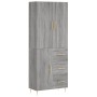 Aparador alto madera contrachapada gris sonoma 69,5x34x180 cm