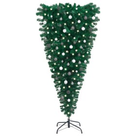 Árbol de Navidad artificial invertido con luces y bolas 180 cm