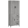 Aparador alto madera contrachapada gris sonoma 69,5x34x180 cm