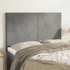 Cabeceros 4 unidades terciopelo gris claro 72x5x78/88 cm de vidaXL, Cabeceros y pies de cama - Ref: Foro24-3116100, Precio: 1...