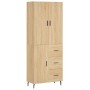Aparador alto madera contrachapada color roble 69,5x34x180 cm