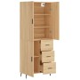 Aparador alto madera contrachapada color roble 69,5x34x180 cm