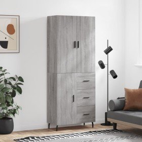 Aparador alto madera contrachapada gris sonoma 69,5x34x180 cm Aparador alto madera contrachapada gris sonoma 69,5x34x180 cm