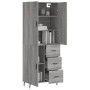 Aparador alto madera contrachapada gris sonoma 69,5x34x180 cm