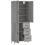 Aparador alto madera contrachapada gris sonoma 69,5x34x180 cm