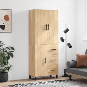 Aparador alto madera contrachapada color roble 69,5x34x180 cm