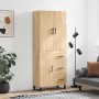 Aparador alto madera contrachapada color roble 69,5x34x180 cm