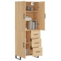 Aparador alto madera contrachapada color roble 69,5x34x180 cm