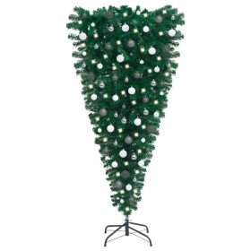 Árbol de Navidad artificial invertido con luces y bolas 120 cm