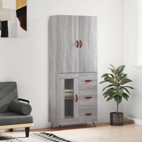 Aparador alto madera contrachapada gris sonoma 69,5x34x180 cm
