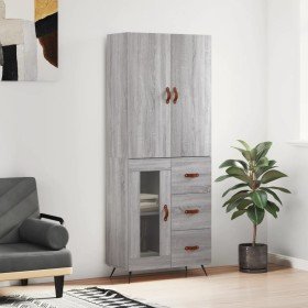 Aparador alto madera contrachapada gris sonoma 69,5x34x180 cm
