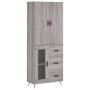 Aparador alto madera contrachapada gris sonoma 69,5x34x180 cm