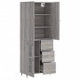 Aparador alto madera contrachapada gris sonoma 69,5x34x180 cm