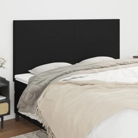 Cabeceros 4 unidades de tela negro 80x5x78/88 cm de vidaXL, Cabeceros y pies de cama - Ref: Foro24-3116060, Precio: 100,25 €,...