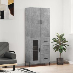 Aparador alto madera contrachapada gris hormigón 69,5x34x180 cm