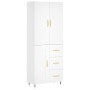Aparador alto madera contrachapada blanco 69,5x34x180 cm