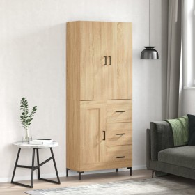 Aparador alto madera contrachapada color roble 69,5x34x180 cm