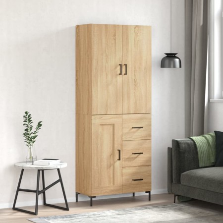 Aparador alto madera contrachapada color roble 69,5x34x180 cm