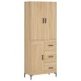 Aparador alto madera contrachapada color roble 69,5x34x180 cm