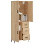 Aparador alto madera contrachapada color roble 69,5x34x180 cm
