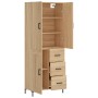 Aparador alto madera contrachapada color roble 69,5x34x180 cm