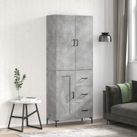 Aparador alto madera contrachapada gris hormigón 69,5x34x180 cm