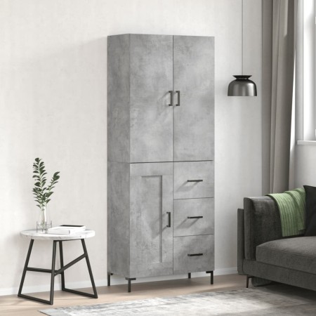 Aparador alto madera contrachapada gris hormigón 69,5x34x180 cm