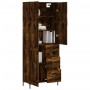 Aparador alto madera contrachapada roble ahumado 69,5x34x180 cm