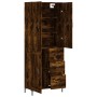 Aparador alto madera contrachapada roble ahumado 69,5x34x180 cm