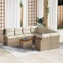 Conjunto de sofá de jardín con cojín 9 pcs Beige Poliratán