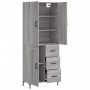 Aparador alto madera contrachapada gris sonoma 69,5x34x180 cm