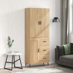 Aparador alto madera contrachapada color roble 69,5x34x180 cm