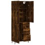 Aparador alto madera contrachapada roble ahumado 69,5x34x180 cm