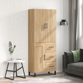 Aparador alto madera contrachapada color roble 69,5x34x180 cm Aparador alto madera contrachapada color roble 69,5x34x180 cm